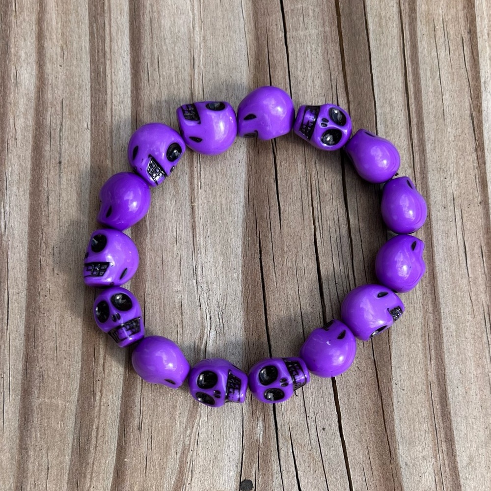 - Mexican Skull Purple Stretch Bracelet! NEW!
